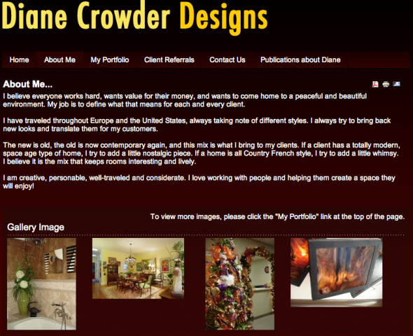 Diane Crowder Designs is a new site from Web-Jive