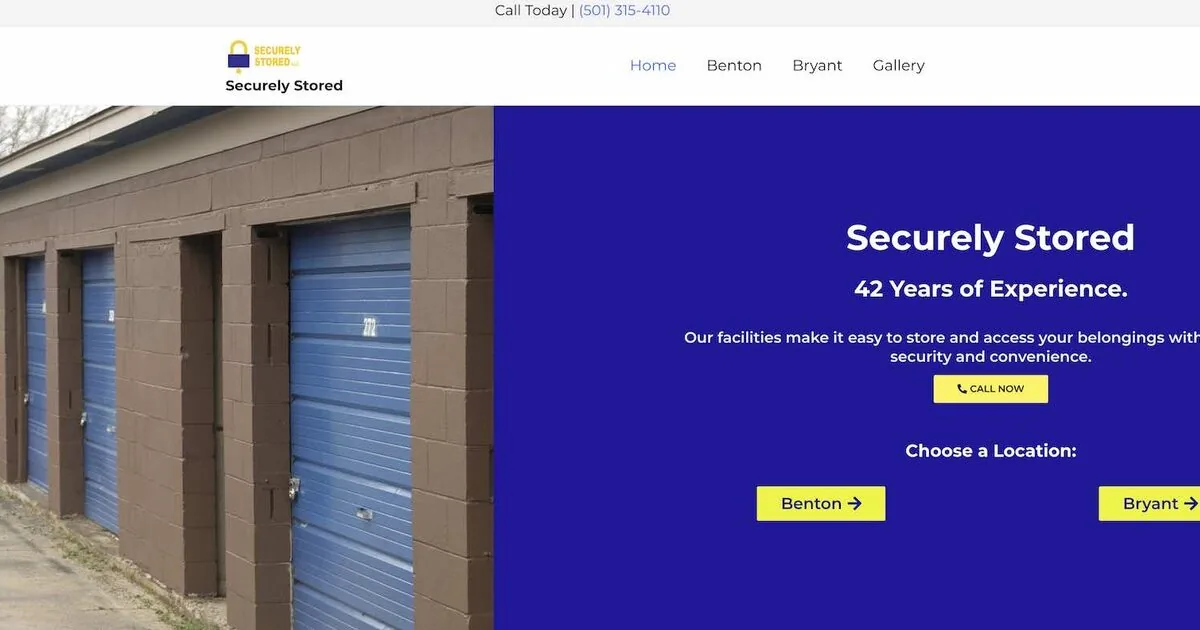 Securely Stored self storage of Benton & Bryant, AR — SEO case study