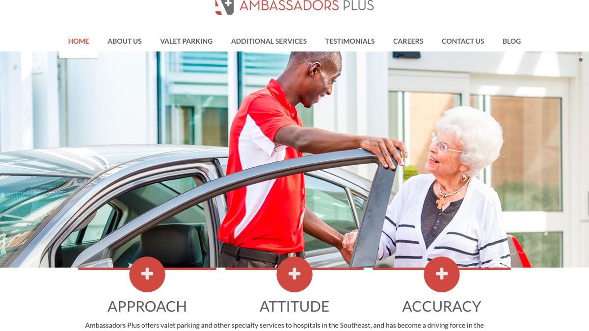 Ambassadors Plus website homepage — built by WebJIVE