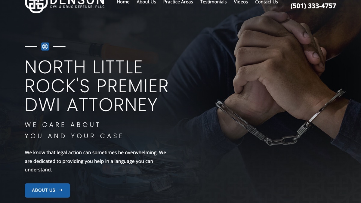 Denson DWI Drug Defense, PLLC website homepage — built by WebJIVE