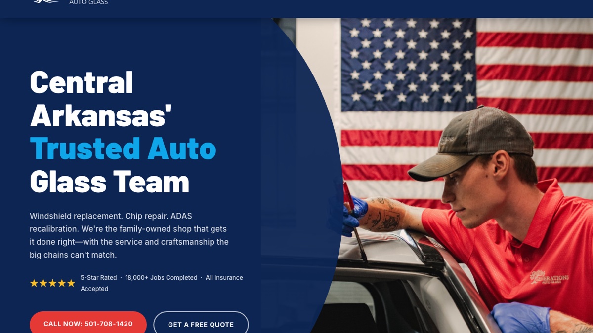 Generations Auto Glass website homepage — WebJIVE case study