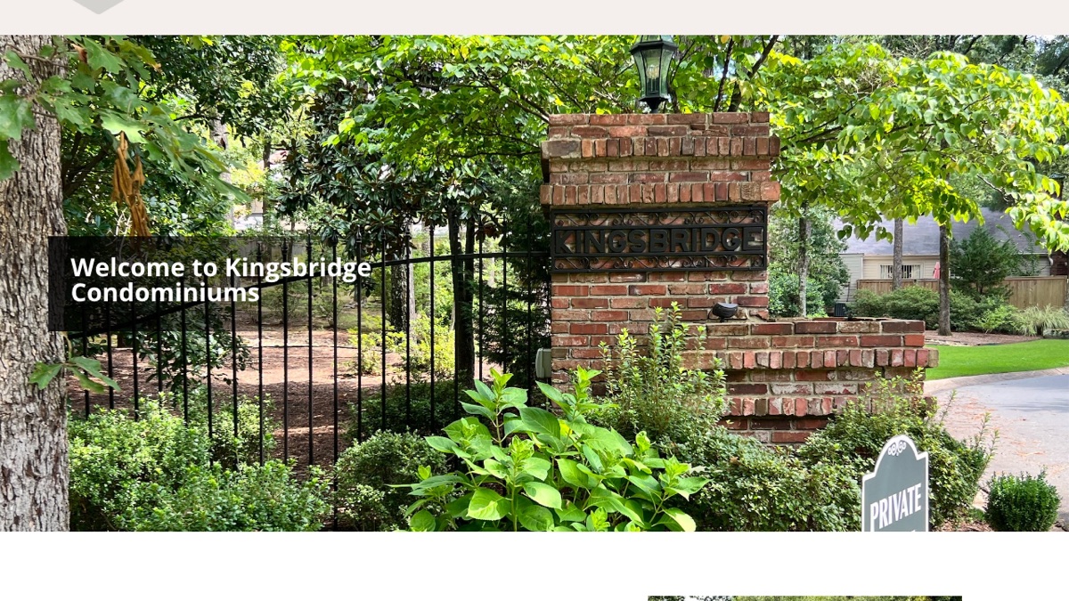 Kingsbridge Condo Association website homepage — built by WebJIVE