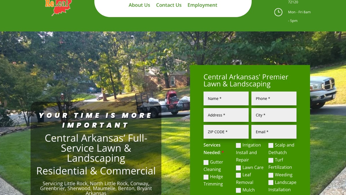 Lawn ReLeaf website homepage — built by WebJIVE