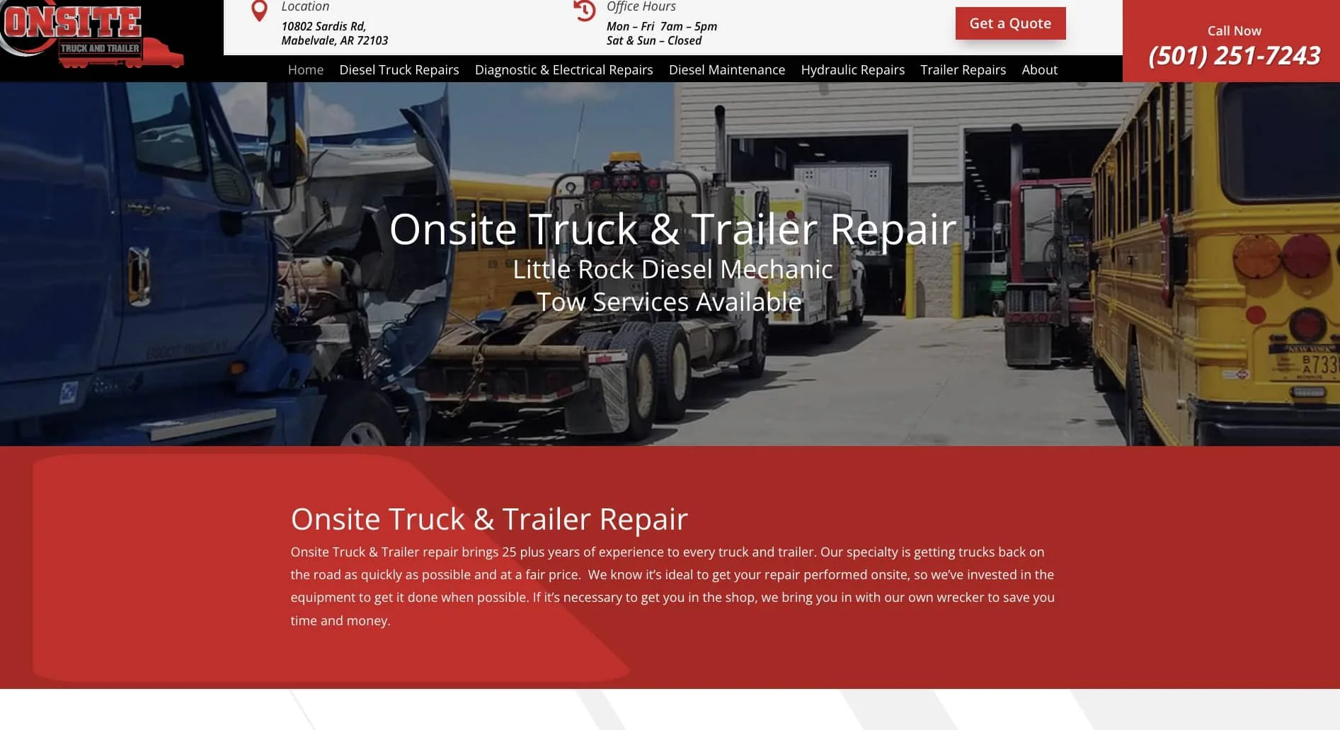 Onsite Truck & Trailer Repair Website Redesign and SEO Project Case Study